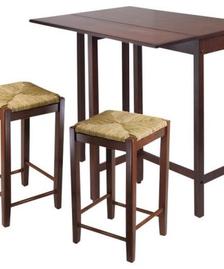 Winsome Lynnwood 3 Piece Drop Leaf Dining Set in Antique Walnut
