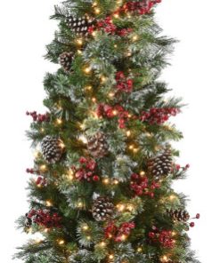 6' Wintry Pine Half Tree With Clear Lights