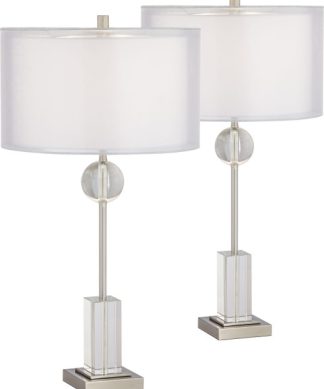 Vincent Table Lamp (Set of 2), Brushed Nickel, Brushed Steel
