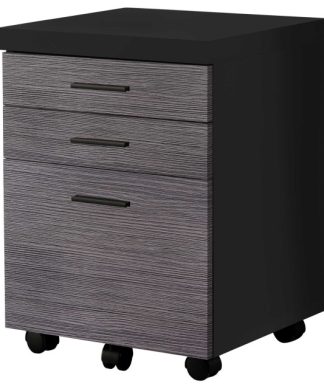 17.75" x 18.25" x 25.25" Black Grey Particle Board 3 Drawers Filing Cabinet