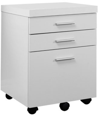 17.75" x 18.25" x 25.25" White Black Particle Board 3 Drawers Filing Cabinet