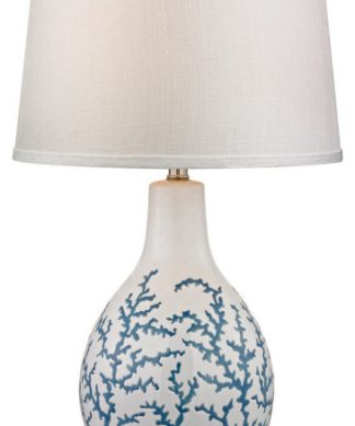 27" Sixpenny Blue Coral Table Lamp, White