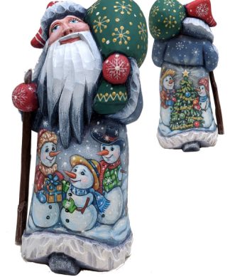 3 Snowman Masterpiece Woodcarved Figurine