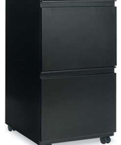 2-Drawer Metal Pedestal File With Full-Length Pull, 14 7/8"x19 1/8", Black