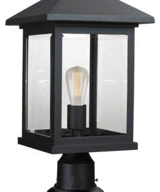 Z-Lite 531PHBR-533PM-BK Portland - 20.25" One Light Outdoor Pier Mount