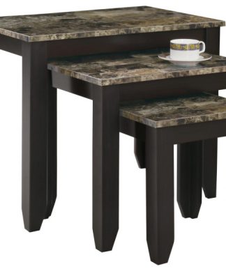 41.25" x 56.25" x 51.5" Cappuccino Particle Board 3pcs Nesting Table Set