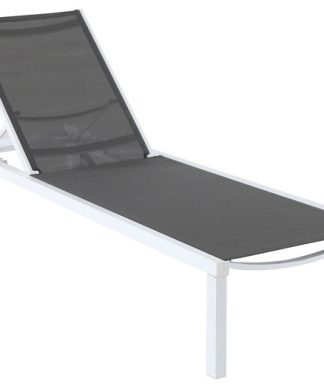 Windham Adjustable Sling Chaise, Gray Sling and White Frame