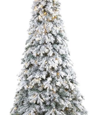 6' Flocked Vermont Mixed Pine Christmas Tree with 300 Clear LEDs Lights