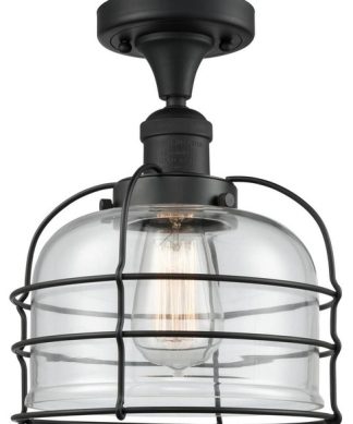1-Light 8" Semi-Flush Mount Matte Black - Bulb Included