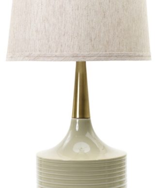 30" Ceramic Table Lamp In Heather & Antique Brass