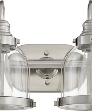 2-Light Banded Dome Vanity Fixture, Satin Nickel