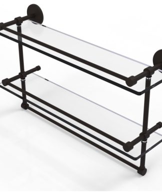22" Gallery Double Glass Shelf with Towel Bar, Oil Rubbed Bronze