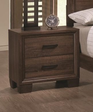 Wooden 2 Drawer Nightstand, Medium Warm Brown