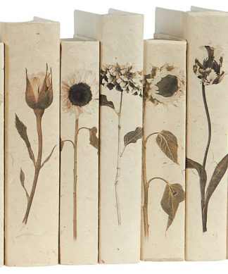 7 Piece Sepia Flowers Decorative Book Set, Collection B