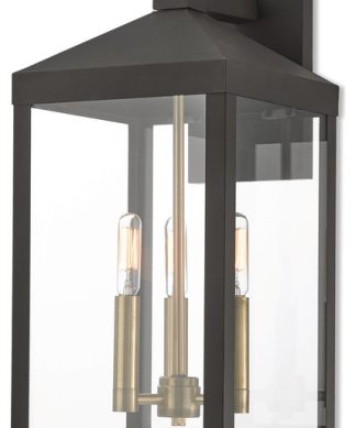 3 Light Outdoor Wall Lantern, Bronze