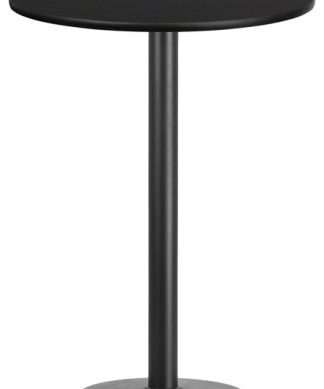30" Round Black Laminate Table Top With Bar Height Table Base