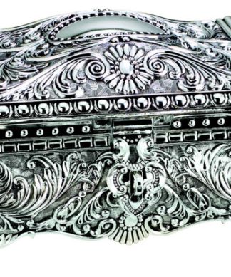 13" Silver Rectangular Ornate Hinged Box