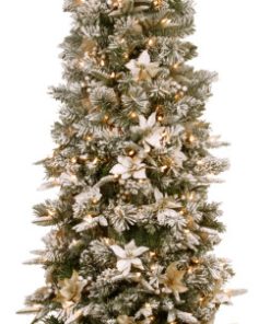 6' Frosted Colonial Slim Half Tree With Clear Lights