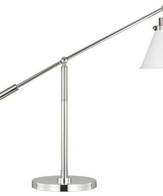 30.38 Inch 9.3W 1 LED Cone Desk Lamp Midnight Black Finish Burnished Brass
