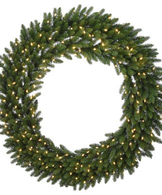 48" Grande Fir Wreath With Warm White LED Lights