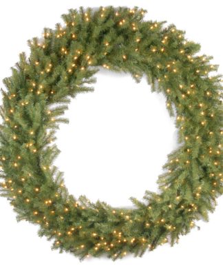 60" Norwood Fir Wreath With Warm White LED Lights