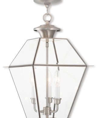 Westover Outdoor Chain-Hang Lantern, Brushed Nickel