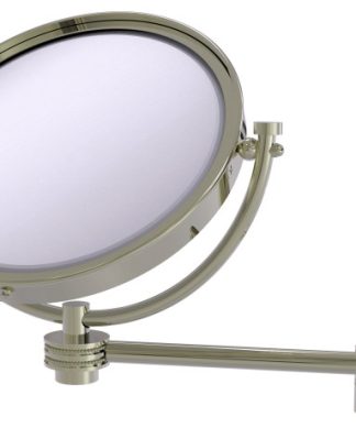 8" Wall-Mount Extending Dotted Makeup Mirror 5X Magnification, Polished Nickel