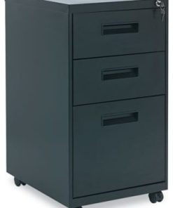 3-Drawer Metal Pedestal File, 14 7/8"x19-1/8"x27-3/4", Black
