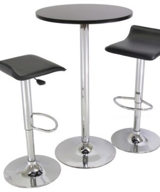 Winsome Spectrum Backless 3 Piece Pub Set in Black & Chrome Finish