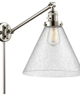 X-Large Cone 1-Light Swing Arm, Polished Nickel, Seedy