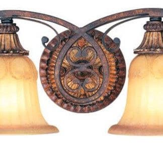 2-Light Verona Bronze-Aged Gold Leaf Accents Bath