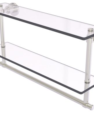 Washington Square 22" 2-Tier Glass Shelf and Towel Bar, Satin Nickel