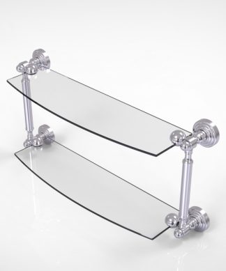 Waverly Place 18" 2-Tier Glass Shelf, Satin Chrome