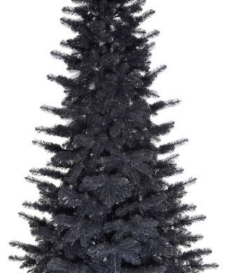 7' Festive Tinsel Christmas Tree, Black
