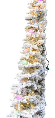 6.5' Snowy Christmas Half Tree With Flock, Warm White LED