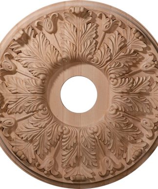 20"OD x 3 7/8"ID x 1 3/4"P Carved Florentine Ceiling Medallion, Red Oak