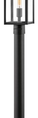 1 Light Medium Outdoor Post Top or Pier Mount Lantern Black Incandescent Black