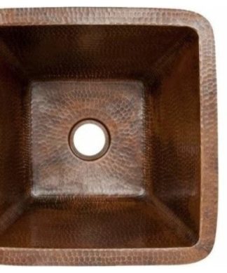 15" Square Copper Bar/Prep Sink W/ 2 Drain