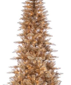 7.5' Tuscany Tinsel PreLit Tree, Rose Gold