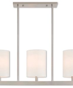 World of Crystal Taipei Island Lighting 8" Steel 3-Light, Brushed Nickel