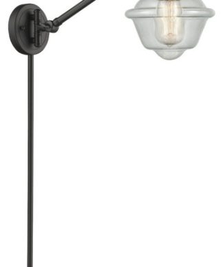 1-Light LED Swing Arm Light, Oil Rubbed Bronze, Glass: Seedy