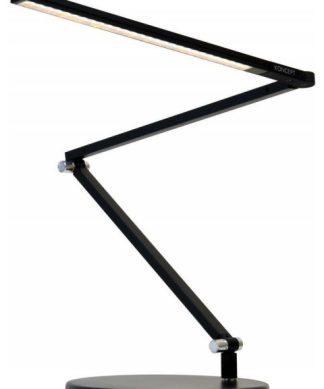 Z-Bar Mini Desk Lamp, Grommet Mount, Warm Light, LED, Metallic Black, 12.75"H