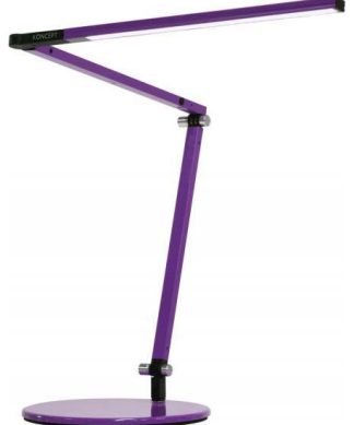 Z-Bar Mini Desk Lamp, Grommet Mount, Warm Light, LED, Purple, 12.75"H