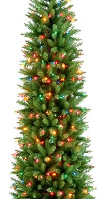 7 1/2' Kingswood Fir Hinged Pencil Tree With 350 Multi Lights