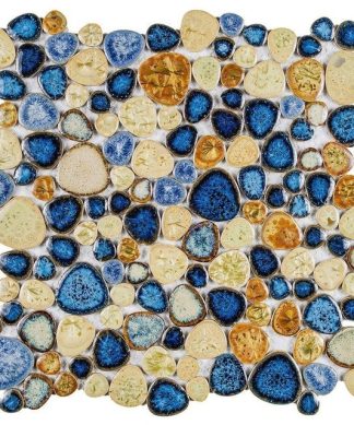 11.5"x11.5" Porcelain Mosaic Growing Blue, Roman, Set of 10