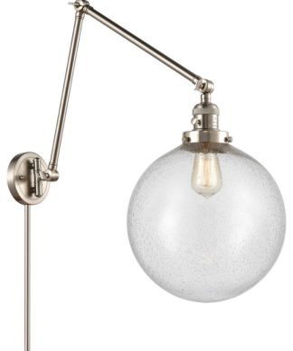 XX-Large Beacon 1 Light Swing Arm or Wall Lamp, Brushed Satin Nickel, Seedy