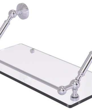 Waverly Place 18" Floating Glass Shelf with Gallery Rail, Satin Chrome