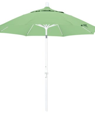 9 Foot Pacifica Crank Lift Collar Tilt Aluminum Patio Umbrella, White Pole