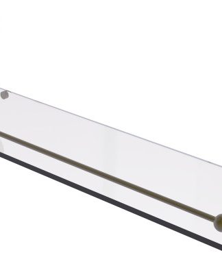 Waverly Place 30" Floating Glass Shelf with Gallery Rail, Antique Brass