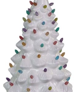 3-Ft. Resin Christmas Tree With Light-Up Star and Vintage Bulb Covers, White